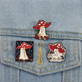 🍄 Mushroom Ghost Pin Set – 3er Pilz Emaille Pin