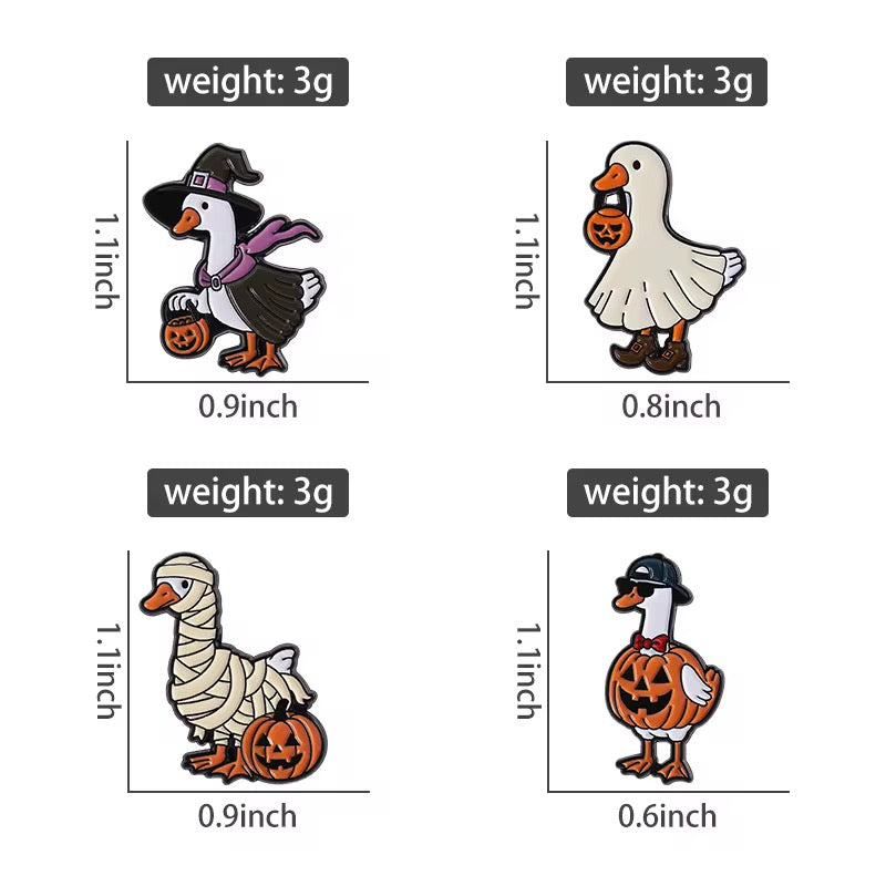 🪿🎃 Halloween Gänse Pin Set – 4er Emaille Anstecknadel