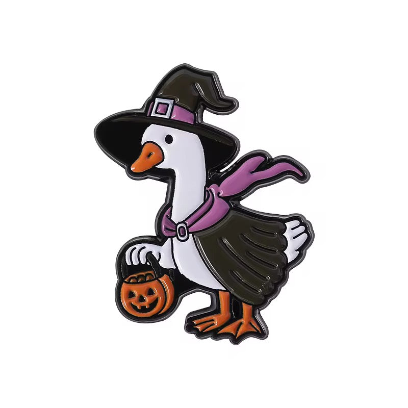 🪿🎃 Halloween Gänse Pin Set – 4er Emaille Anstecknadel