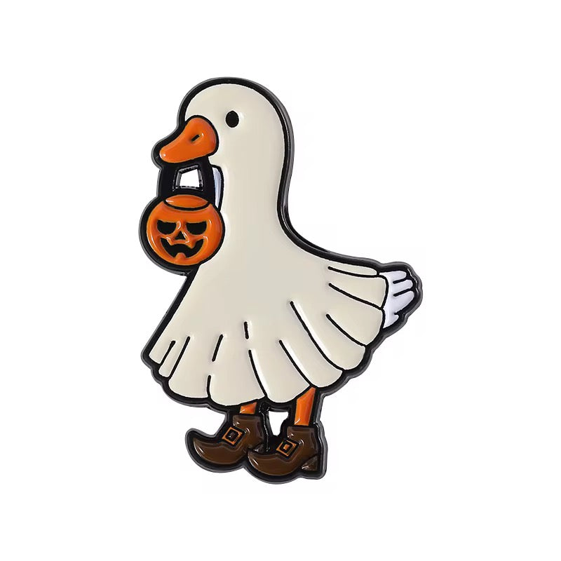 🪿🎃 Halloween Gänse Pin Set – 4er Emaille Anstecknadel