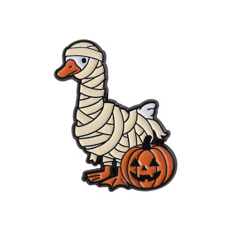 🪿🎃 Halloween Gänse Pin Set – 4er Emaille Anstecknadel