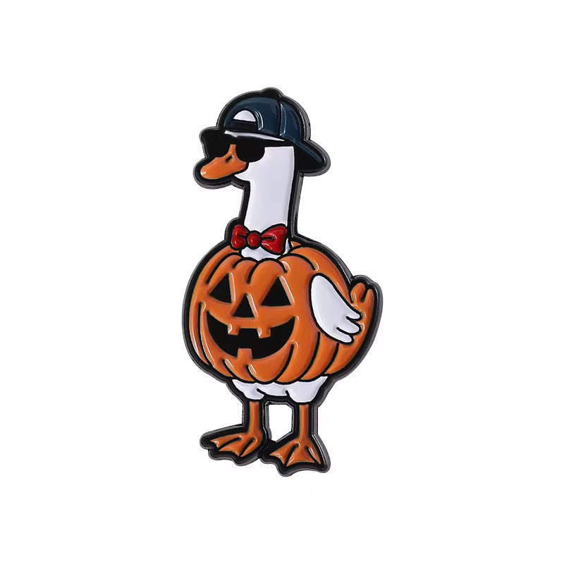 🪿🎃 Halloween Gänse Pin Set – 4er Emaille Anstecknadel