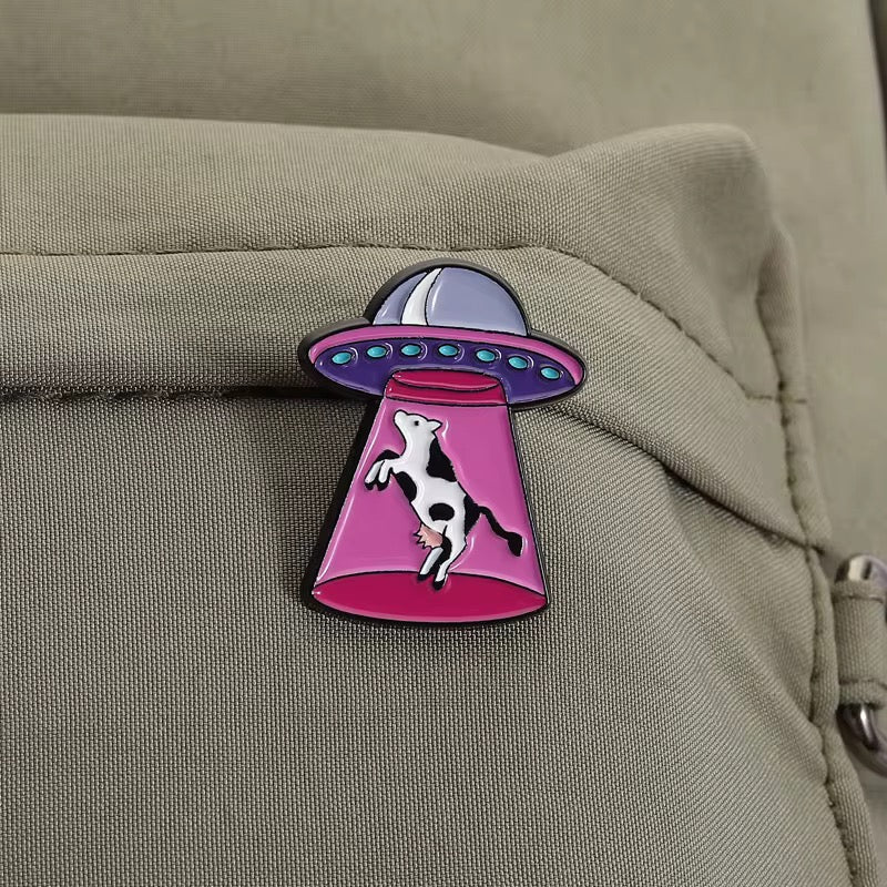 UFO Cow Abduction Enamel Pin