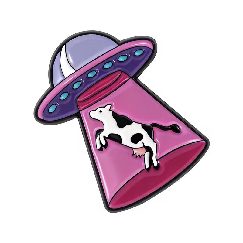 UFO Cow Abduction Enamel Pin