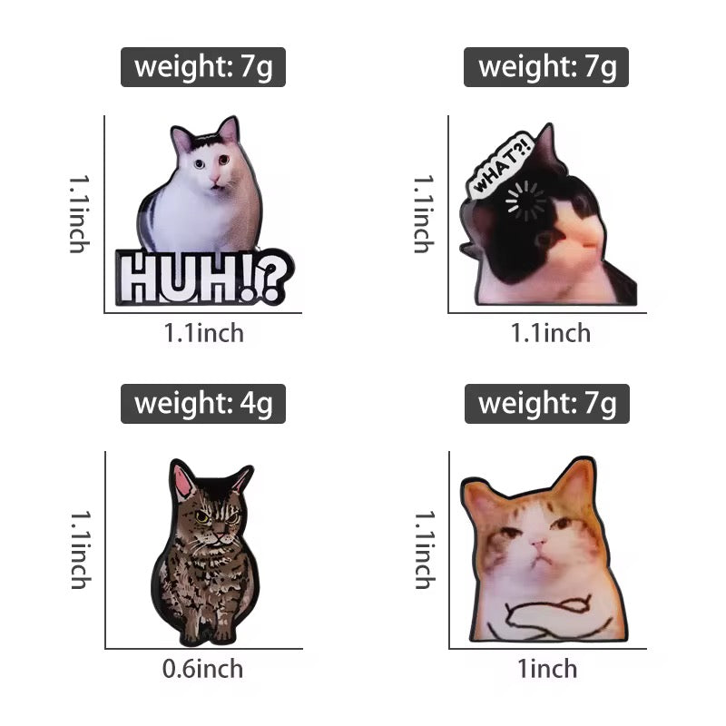 HUH!? Cat Meme Enamel Pin – Confused Cat