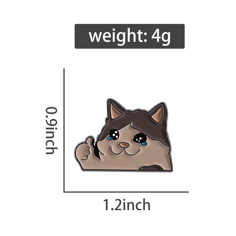 „Smile Through The Pain" Weinende Katzen Meme Emaille Pin
