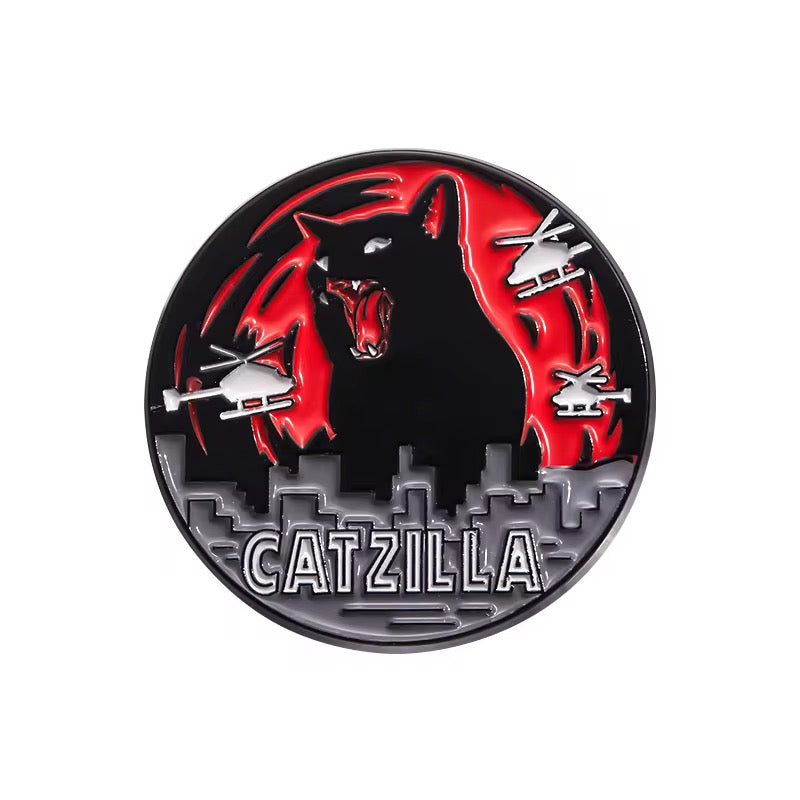 Gothic Horror Cats – Catzilla, Meowcula & Jurassic Cat Enamel Pin Set