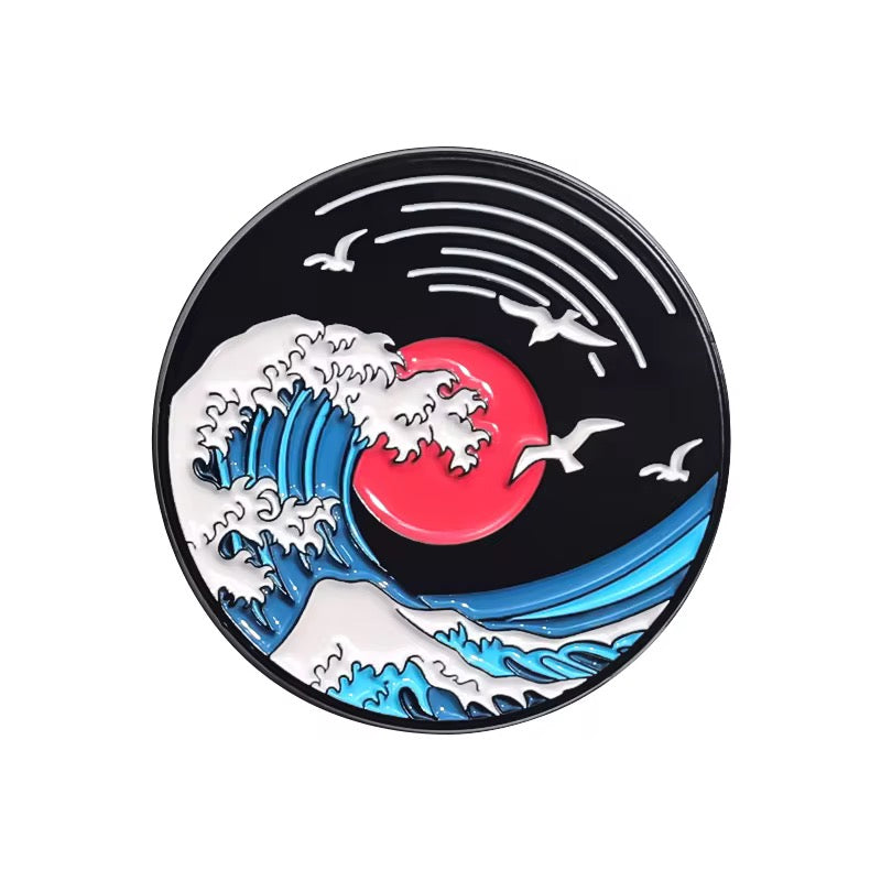 Japanische Wellen Design 5er Set Pin