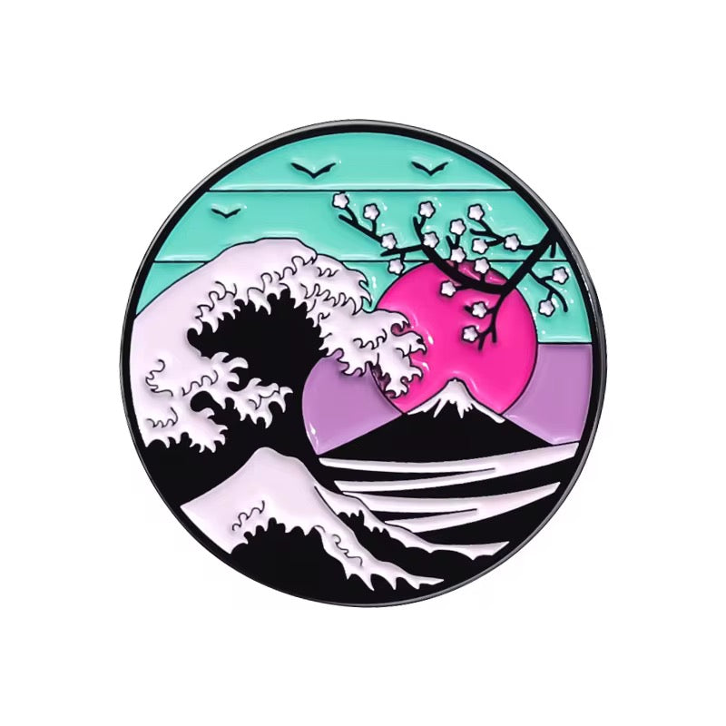 Japanische Wellen Design 5er Set Pin