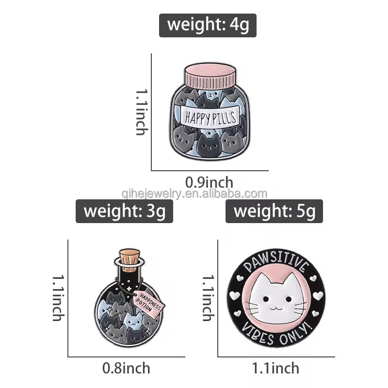 Positive Cat Vibes 3er Set Pin