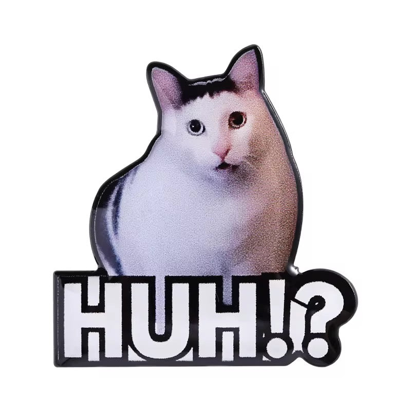 HUH!? Cat Meme Enamel Pin – Confused Cat