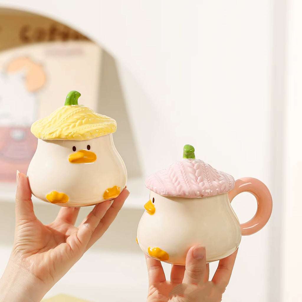 Korean Style Keramik  Ente Tasse mit Deckel – 400 ml