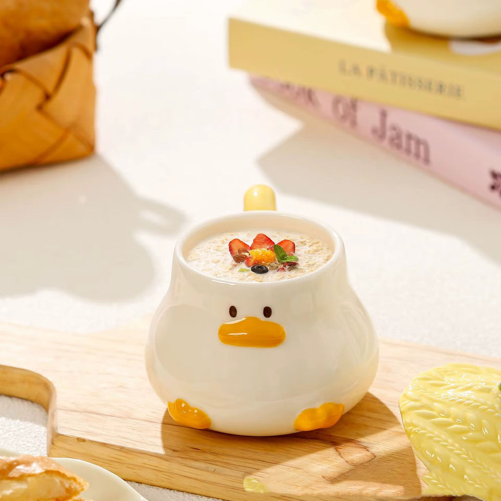Korean Style Keramik  Ente Tasse mit Deckel – 400 ml