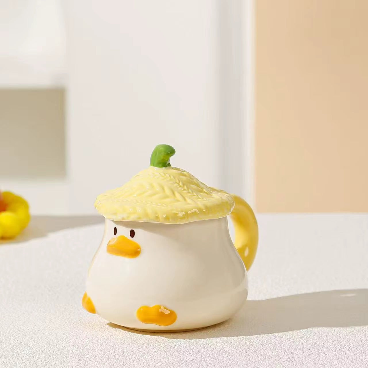 Korean Style Keramik  Ente Tasse mit Deckel – 400 ml