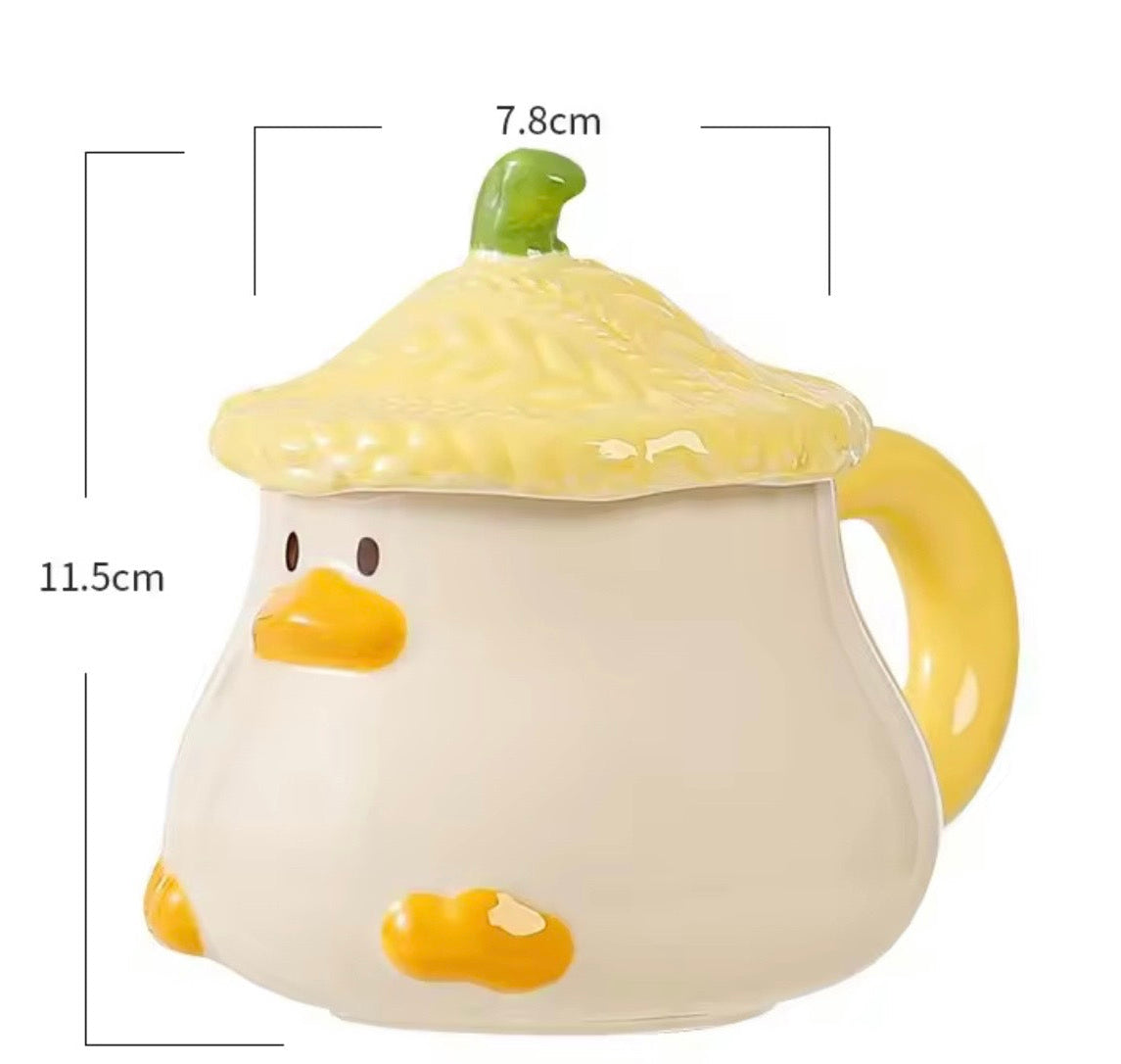 Korean Style Keramik  Ente Tasse mit Deckel – 400 ml