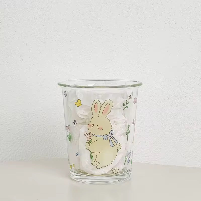 Hasen Glasbecher – 350 ml mit Blumenprint