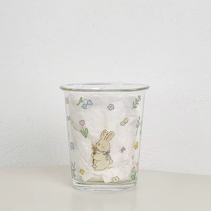 Hasen Glasbecher – 350 ml mit Blumenprint